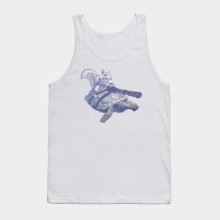 Squirrel Commando: Ride into Action with our Graphic Design featuring a Squirrel on a Turtle Armed with a Minigun! Quirky Adventure Unleashed Tank Top